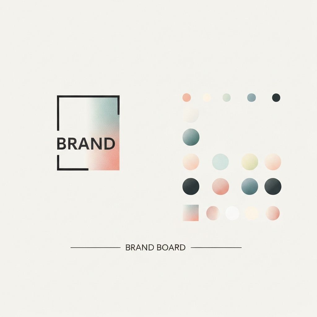 Brand board with logo and palette