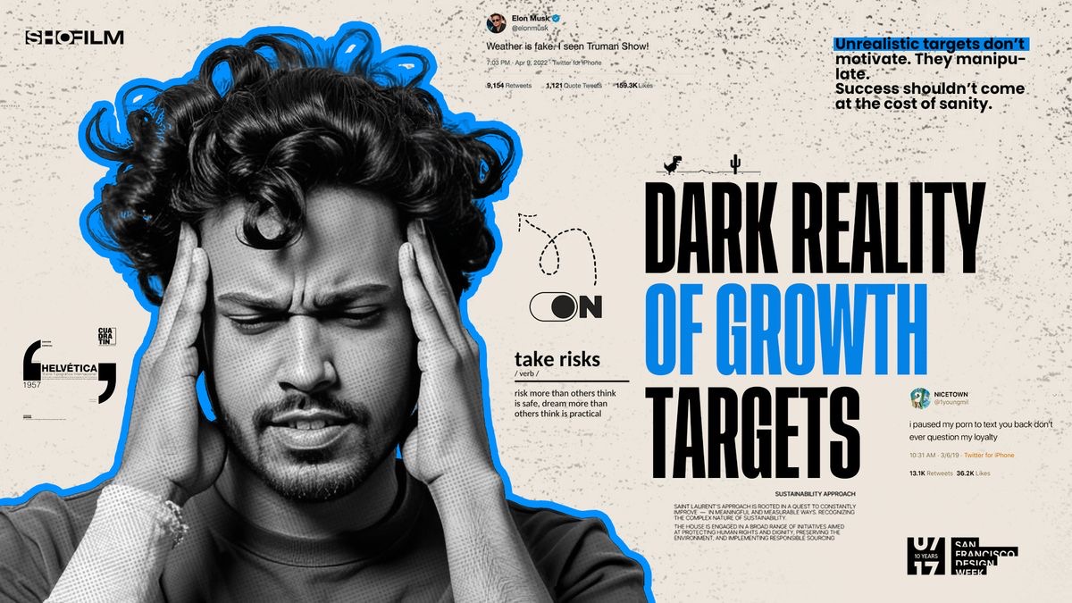 Editorial poster: dark reality of growth targets