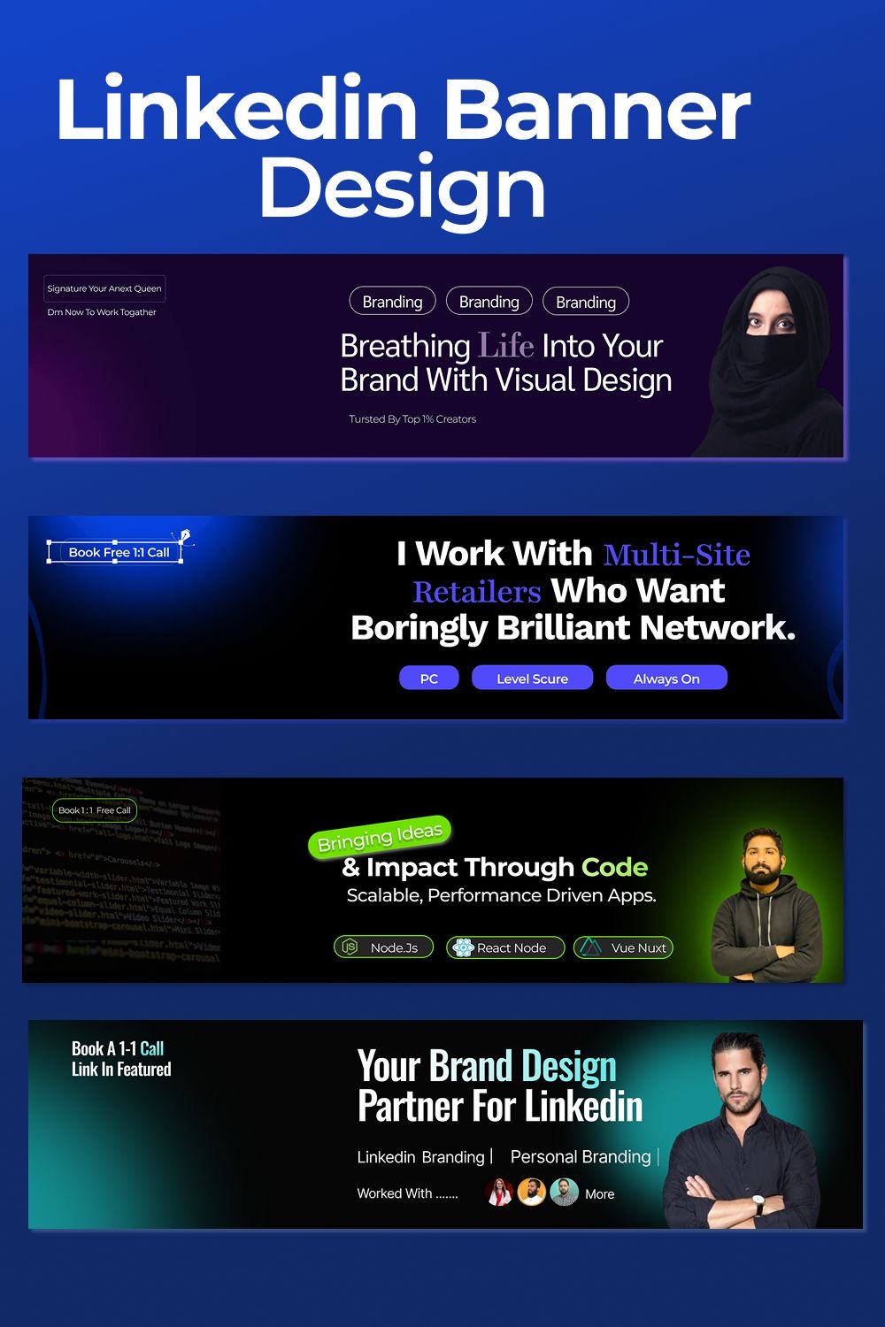 LinkedIn banner design set