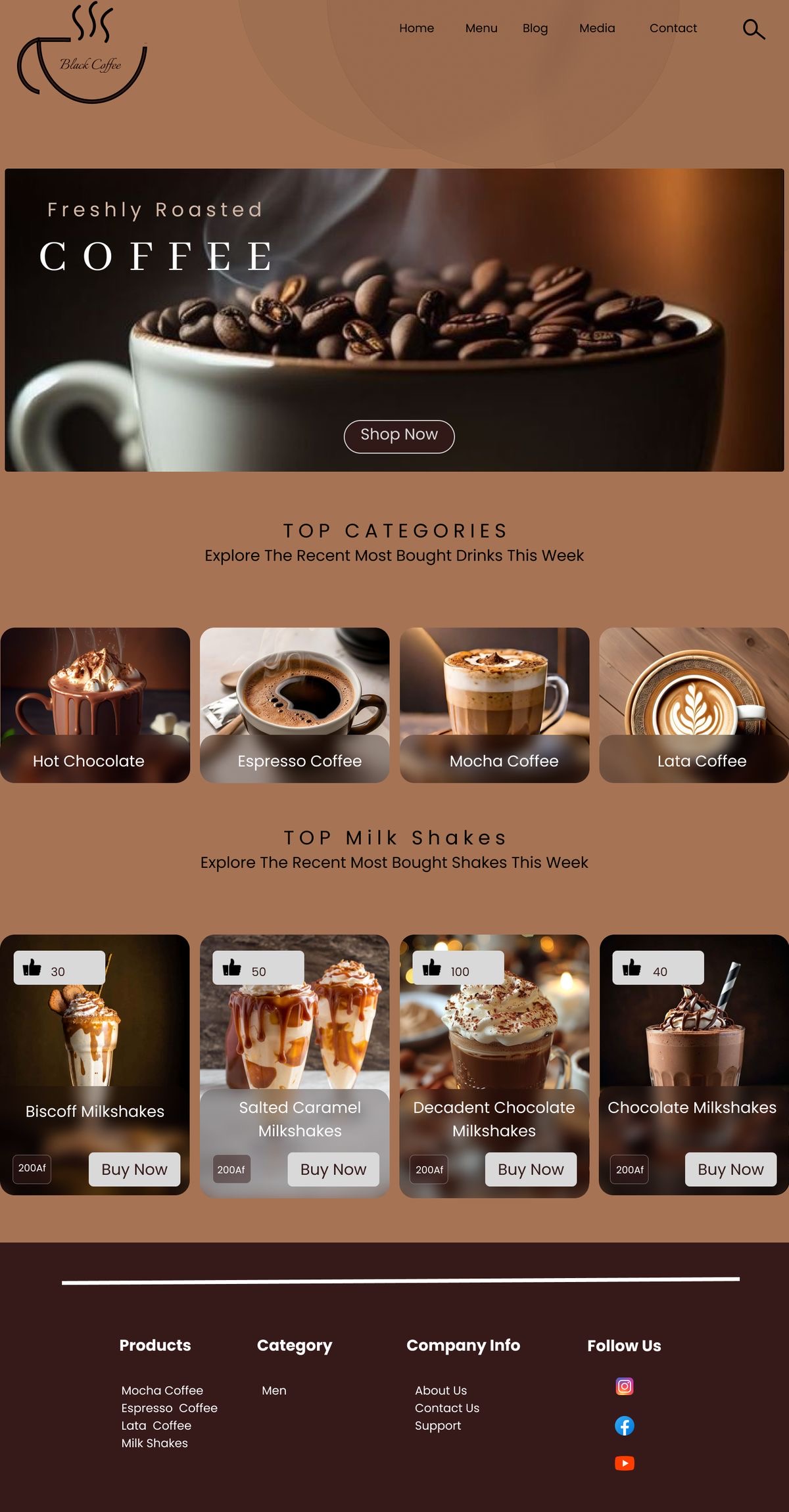 Coffee shop ecommerce landing page