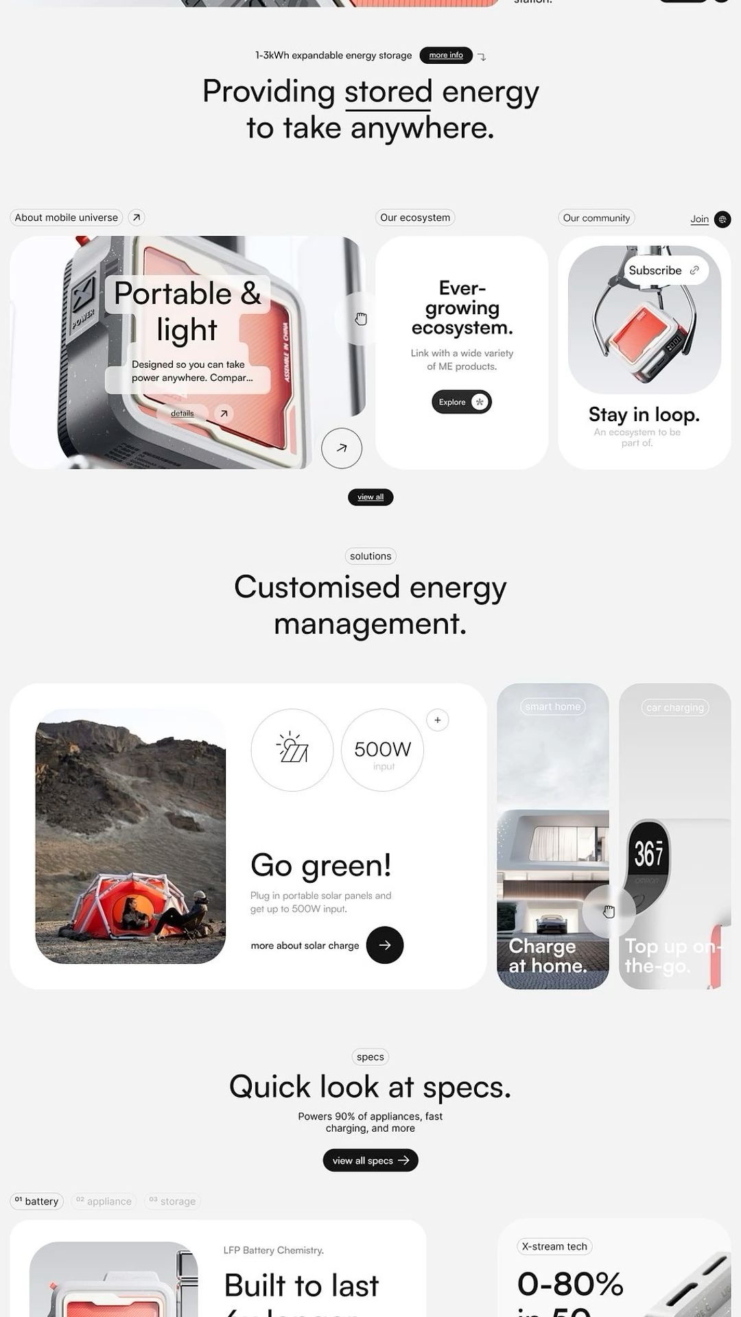Tech product landing content blocks